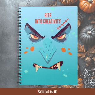 Halloween Blaues Vampir-Gesicht Spiralblock Notizblock
