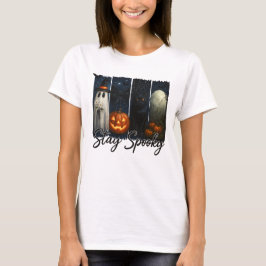 Halloween Bleibe Spooky Black Cat T-Shirt