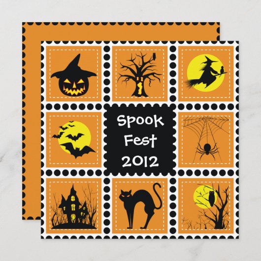 Halloween-Block-Party Einladung (Vorne/Hinten)