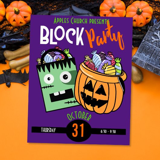 Halloween-Blockparty-Themen-Event Kofferraum oder Poster
