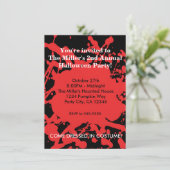 Halloween Blood auf Black Horror Party Einladung (Stehend Vorderseite)