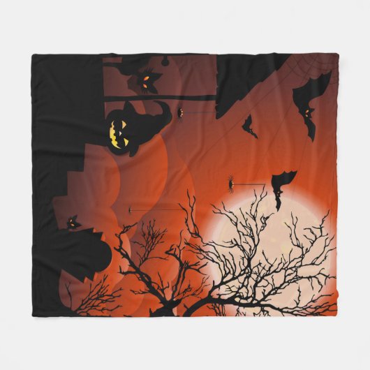 Halloween Bloody Moonlight Nightmare Fleecedecke (Vorderseite (Horizontal))