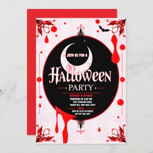 Halloween Bloody-Party Einladung (Vorne/Hinten)