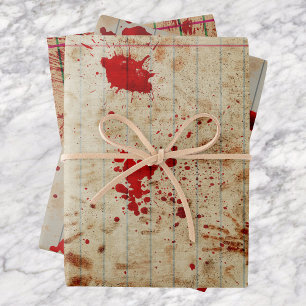 Halloween Bloody Red Blood Beängstigend Geschenkpapier Set