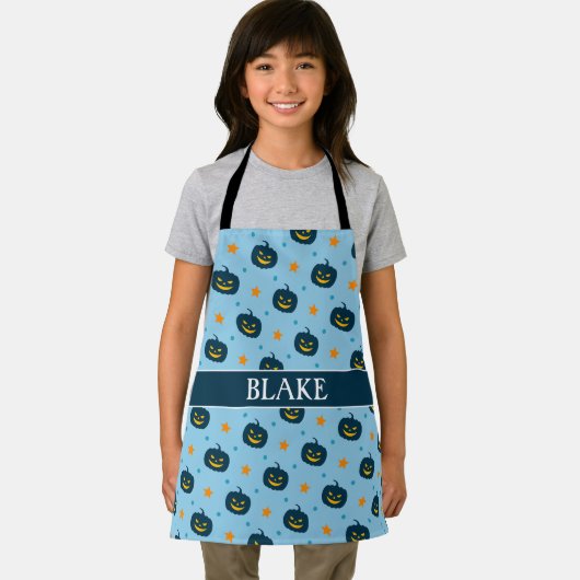 Halloween Blue Black Minimal Muster Schürze (Insitu)