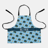 Halloween Blue Black Minimal Muster Schürze (Vorderseite)