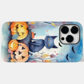 Halloween-Blue Cat mit Pumpkins Beängstigend Case-Mate iPhone Hülle (Rückseite (Horizontal))