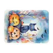 Halloween-Blue Cat mit Pumpkins Beängstigend Magnet (Horizontal)