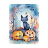 Halloween-Blue Cat mit Pumpkins Beängstigend Magnet (Vertikal)