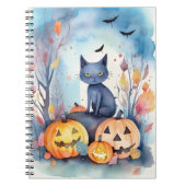 Halloween-Blue Cat mit Pumpkins Beängstigend Notizblock (Vorderseite)