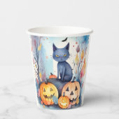 Halloween-Blue Cat mit Pumpkins Beängstigend Pappbecher (Rückseite)