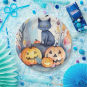 Halloween-Blue Cat mit Pumpkins Beängstigend Pappteller (Party)