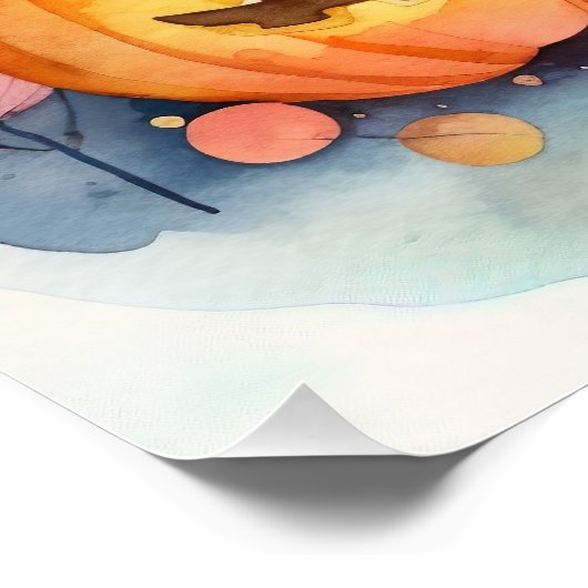 Halloween-Blue Cat mit Pumpkins Beängstigend Poster (Ecke)