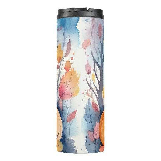 Halloween-Blue Cat mit Pumpkins Beängstigend Thermosbecher (Rückseite)