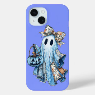 Halloween Blue Denim Boo Ghost Floral Coquette Bow Case-Mate iPhone Hülle