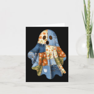 Halloween Blue Denim Boo Ghost Floral Coquette Fal Karte