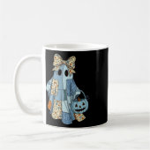 Halloween Blue Denim Ghost Trendy Denim Patchwork Kaffeetasse (Links)