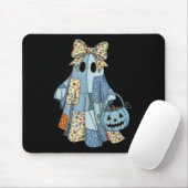 Halloween Blue Denim Ghost Trendy Denim Patchwork Mousepad (Mit Mouse)
