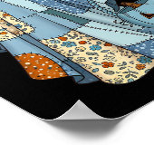 Halloween Blue Denim Ghost Trendy Denim Patchwork Poster (Ecke)