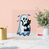 Halloween Blue Denim Ghost und Cat Acrylschild (Hochzeit)