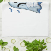 Halloween Blue Denim Ghost und Cat Geschirrtuch (Gefaltet)