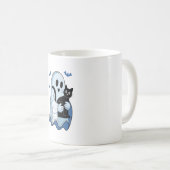 Halloween Blue Denim Ghost und Cat Kaffeetasse (VorderseiteRechts)