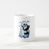 Halloween Blue Denim Ghost und Cat Kaffeetasse (Mittel)
