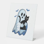 Halloween Blue Denim Ghost und Cat Sockelschild (Vorderseite)