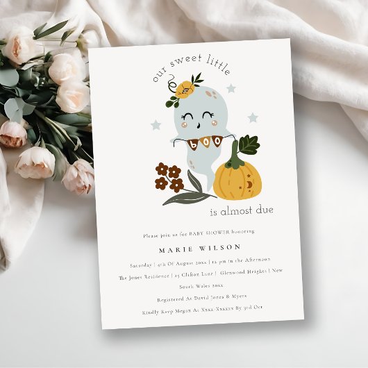 Halloween Blue Ghost Little Boo Baby Showeinladung Dankeskarte