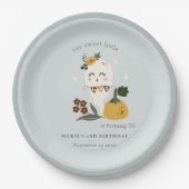 Halloween Blue Ghost Little Boo Jedes Alter Geburt Pappteller (Vorderseite)