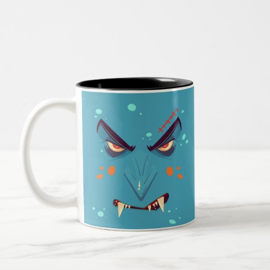 Halloween Blue Grumpy Vampire Coffee Mug Zweifarbige Tasse (Links)