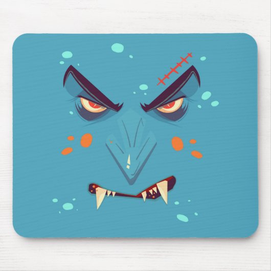 Halloween Blue Grumpy Vampire Mousepad (Vorne)