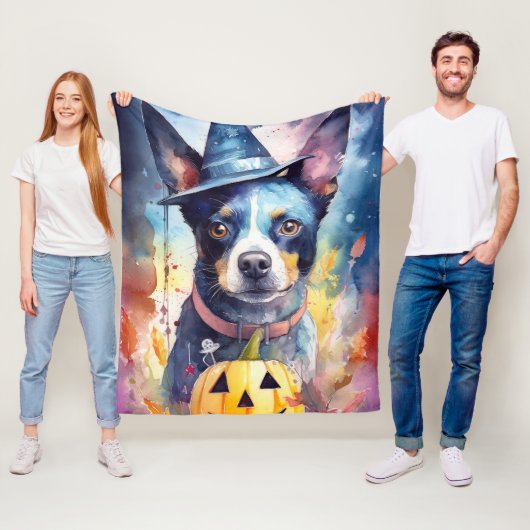 Halloween Blue Heeler mit Pumpkins Beängstigend Fleecedecke (Beispiel)