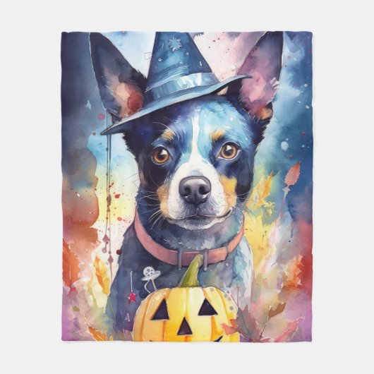 Halloween Blue Heeler mit Pumpkins Beängstigend Fleecedecke (Vorderseite)