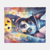 Halloween Blue Heeler mit Pumpkins Beängstigend Fleecedecke (Vorderseite (Horizontal))