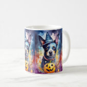 Halloween Blue Heeler mit Pumpkins Beängstigend Kaffeetasse (VorderseiteRechts)