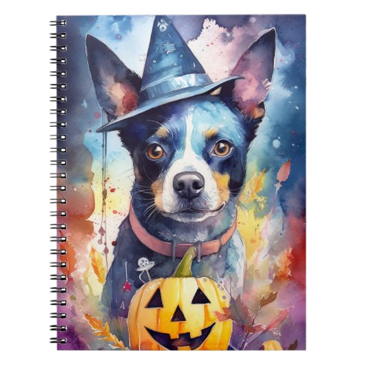 Halloween Blue Heeler mit Pumpkins Beängstigend Notizblock (Vorderseite)