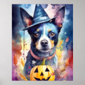 Halloween Blue Heeler mit Pumpkins Beängstigend Poster (Vorne)