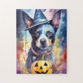 Halloween Blue Heeler mit Pumpkins Beängstigend Puzzle (Vertikal)