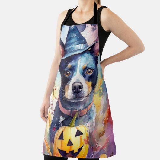 Halloween Blue Heeler mit Pumpkins Beängstigend Schürze (InSitu)