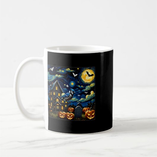 Halloween Blue Jay Starry Night Kaffeetasse (Links)