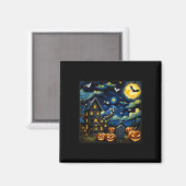 Halloween Blue Jay Starry Night Magnet (Vorderseite/Rückseite)