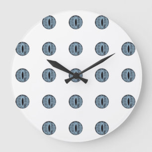 Halloween Blue Polka Dot Eyes Große Wanduhr