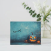 Halloween Blue Trick oder Treat Postkarte (Stehend Vorderseite)