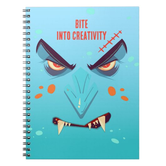 Halloween Blue Vampire Face Spiral Notebook Notizblock (Vorderseite)