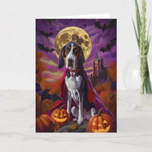 Halloween Bluetick Coonhound Dog Pumpkins Beängsti Karte