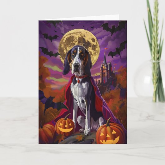 Halloween Bluetick Coonhound Dog Pumpkins Beängsti Karte (Vorderseite)