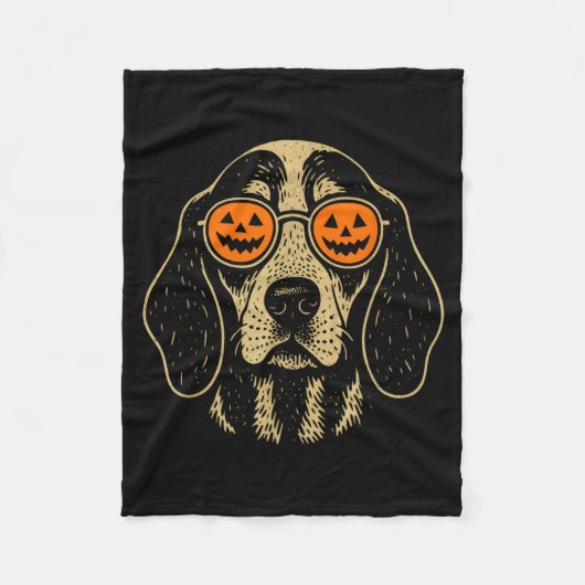Halloween Bluetick Coonhound Dog With Pumpkin Gles Fleecedecke (Vorderseite)
