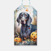 Halloween Bluetick Coonhound mit Pumpkins Beängsti Geschenkanhänger (Vorderseite)