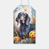 Halloween Bluetick Coonhound mit Pumpkins Beängsti Geschenkanhänger (Rückseite)